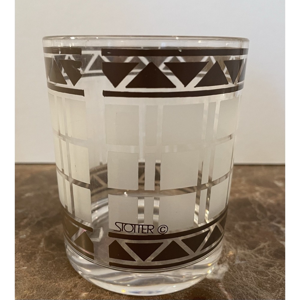 HJ Stotter 6 Acrylic Cups MCM Art Deco Old Fashioned Rock Glasses Frosted SET - Picture 16 of 16